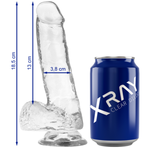 X Ray-Clear Cock mit Ballen 18.5 cm -o- 3.8 cm-Jelly, Saugnapf · Strap-on & Harness