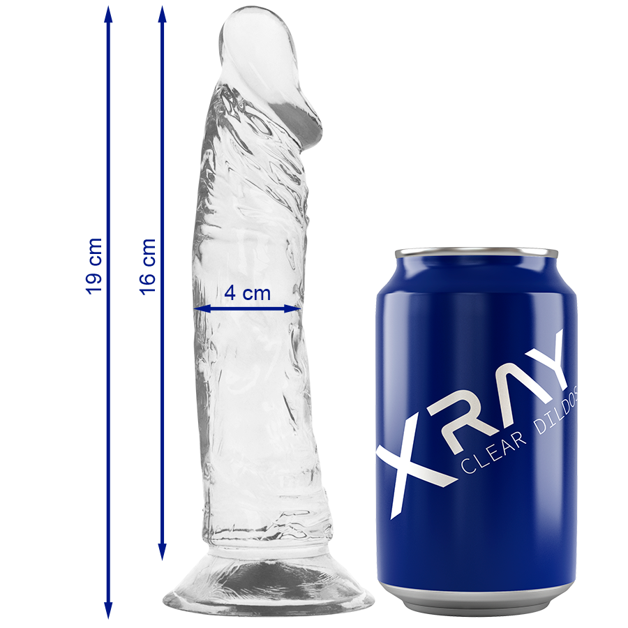 X Ray-Clear Cock 19 cm -o- 4 cm-Jelly, Saugnapf · Strap-on & Harness