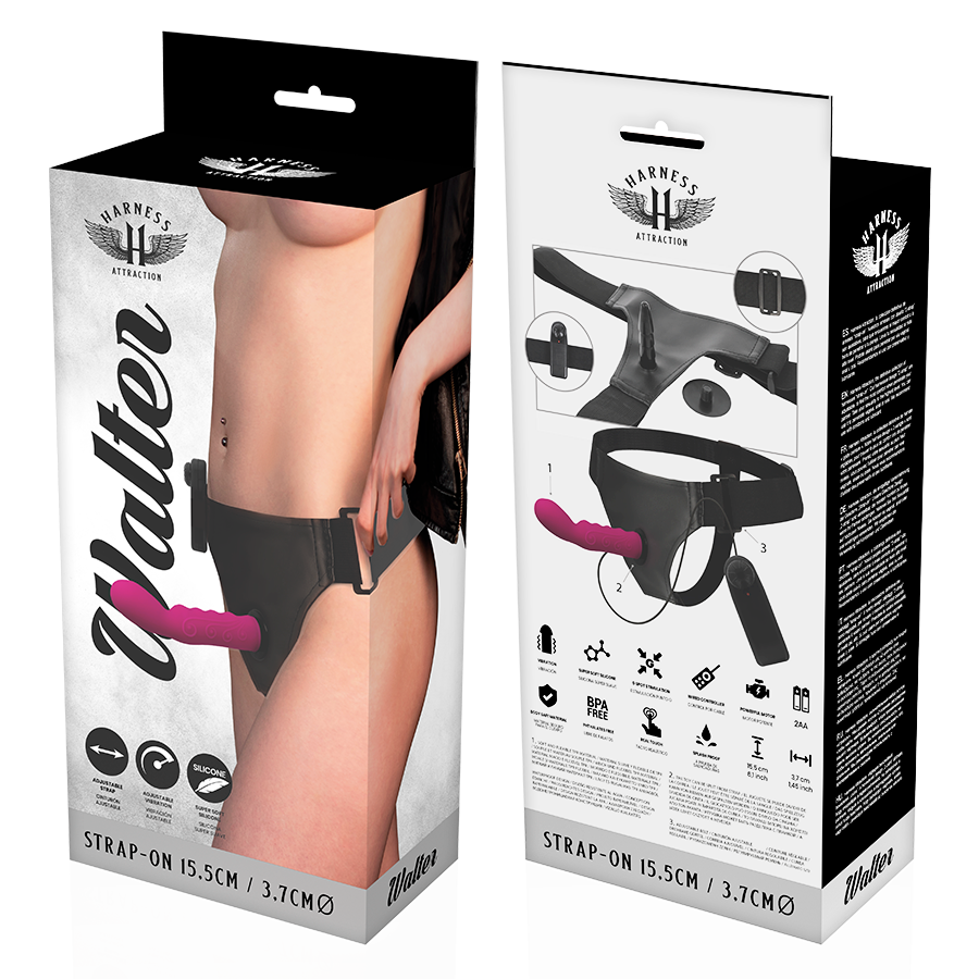 Harness Attraction-Rnes Walter mit Vibration 15.5 cm -o- 3.7 cm-TPR · Strap-on & Harness (Bild 5)