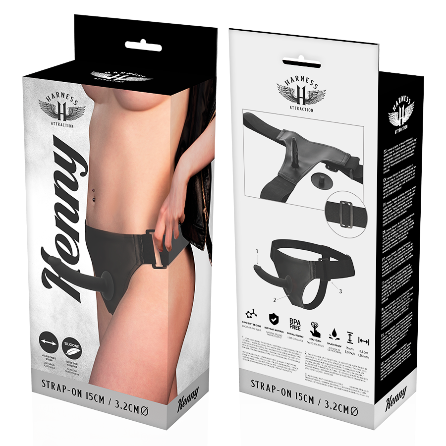 Harness Attraction-Kenny Silikon 15 cm -o- 3.2 cm-Rotation · Strap-on & Harness (Bild 6)