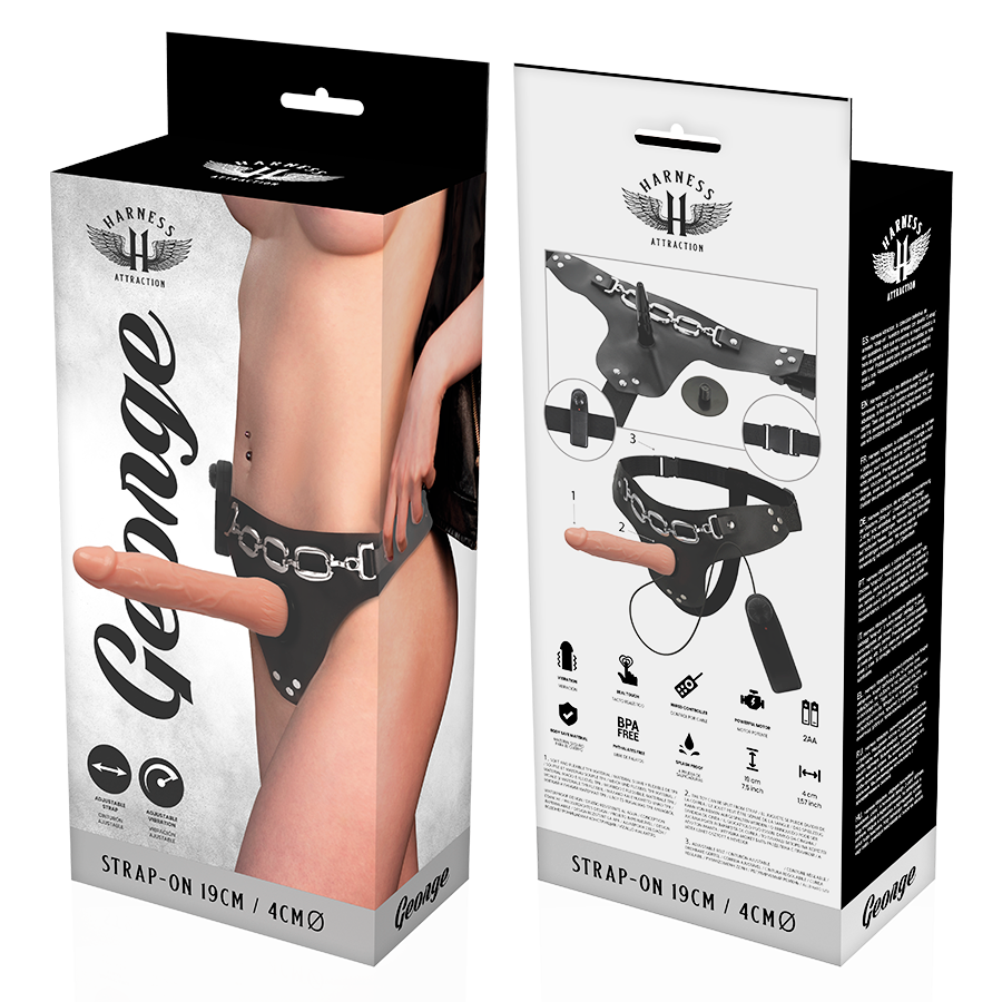 Harness Attraction-Rnes George Vibrator Realistisch 19 cm – 4 cm-TPR · Strap-on & Harness (Bild 4)