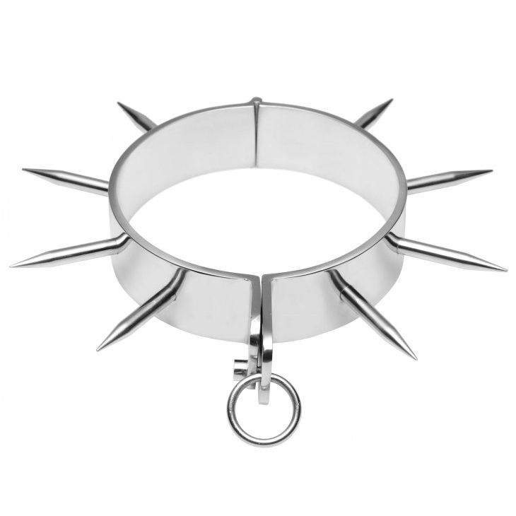 Metal Hard-BDSM-Sklavenhalsband mit Stacheln