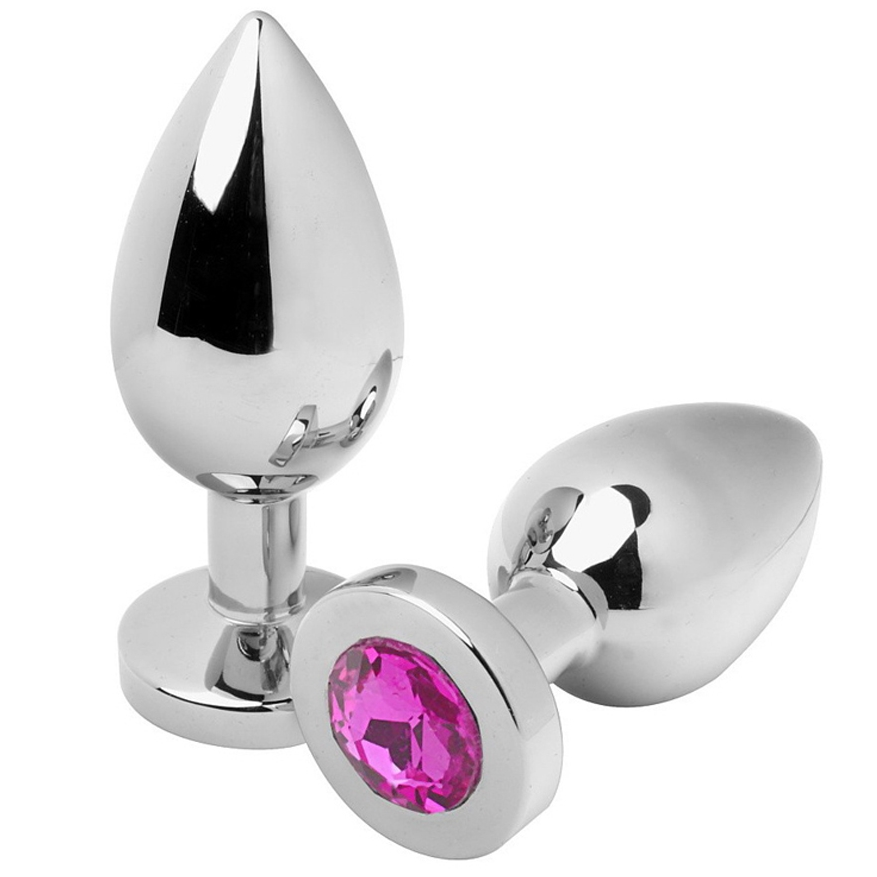 Metal Hard-Analplug Diamond Rosa Mittel 7.62 cm-Wasserdicht