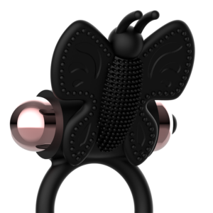 Coquette Toys-Ring Vibrator Schmetterling Schwarz/Gold-Silikon · Sextoys (Bild 2)