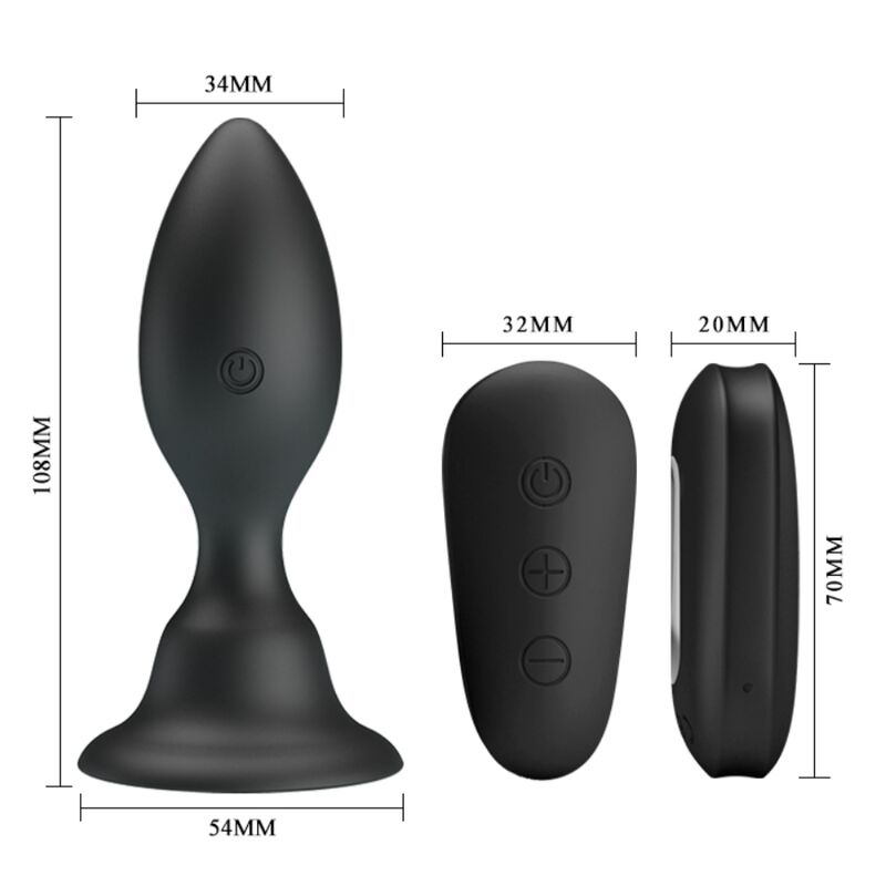 Mr Play-Analplug Vibrator mit Fernbedienung Schwarz-Silikon, 12 Geschwindigkeiten · Vibratoren (Bild 5)