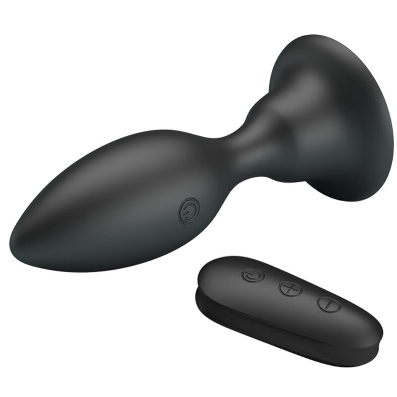 Mr Play-Analplug Vibrator mit Fernbedienung Schwarz-Silikon, 12 Geschwindigkeiten · Vibratoren (Bild 2)