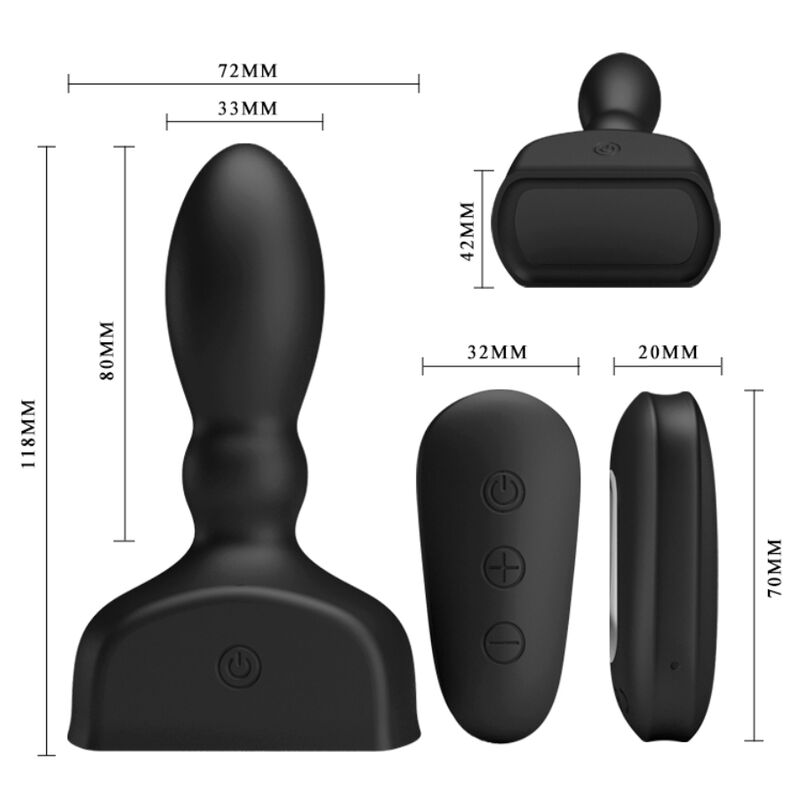 Mr Play-Analplug aufblasbar Schwarz mit drahtloser Fernbedienung-12 Geschwindigkeiten · Vibratoren (Bild 4)