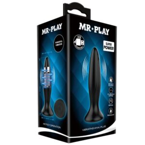 Mr Play-Analplug Vibrator Wiederaufladbar Schwarz-Silikon, 12 Geschwindigkeiten · Analspielzeug (Bild 4)