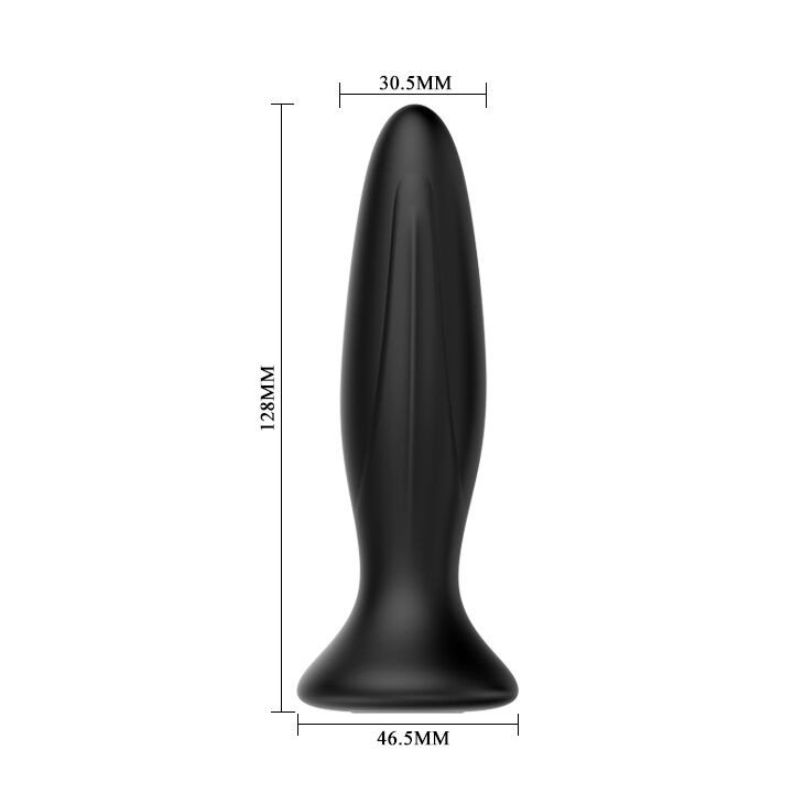 Mr Play-Analplug Vibrator Wiederaufladbar Schwarz-Silikon, 12 Geschwindigkeiten · Analspielzeug (Bild 3)