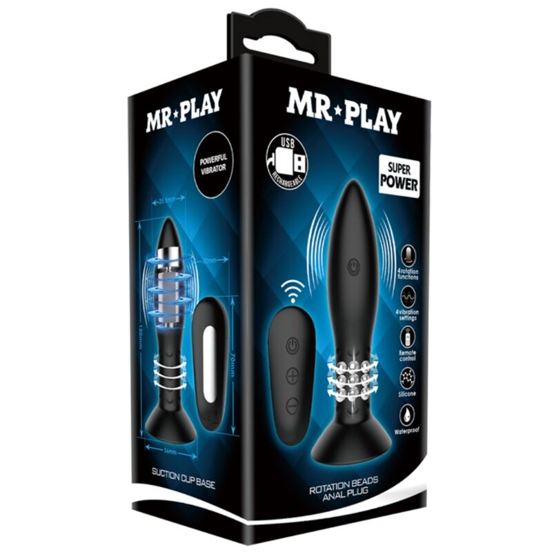 Mr Play-Analplug mit schwarzer Drehkugel und Silikonfernbedienung · Vibratoren (Bild 7)