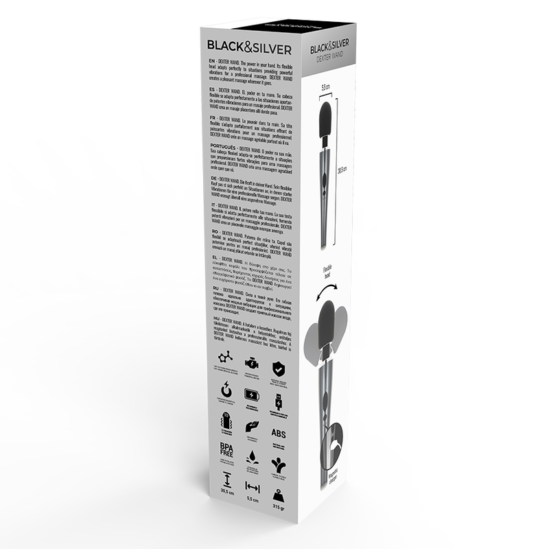 Black&silver-Dexter Wand von Massage-Silikon, 10 Geschwindigkeiten, Wiederaufladbar · Vibratoren (Bild 3)