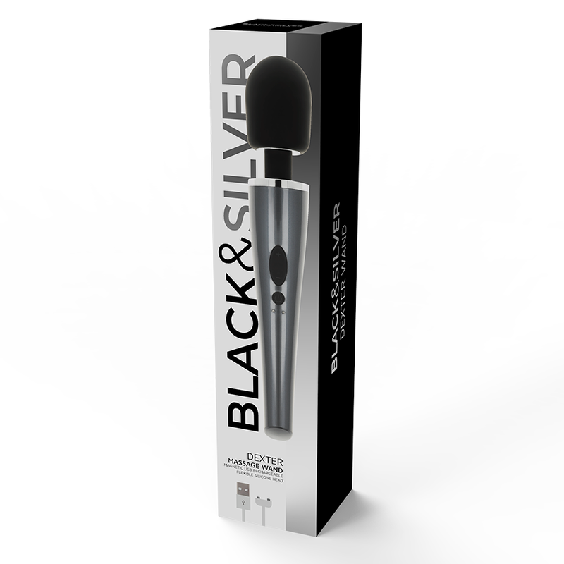Black&silver-Dexter Wand von Massage-Silikon, 10 Geschwindigkeiten, Wiederaufladbar · Vibratoren (Bild 4)
