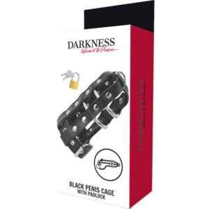 Darkness Bondage-Keuschheit Käfig aus veganem Leder mit Schloss · Sextoys (Bild 4)