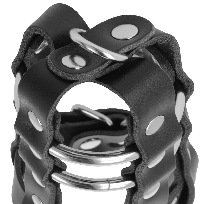 Darkness Bondage-Keuschheit Käfig aus veganem Leder mit Schloss · Sextoys (Bild 3)