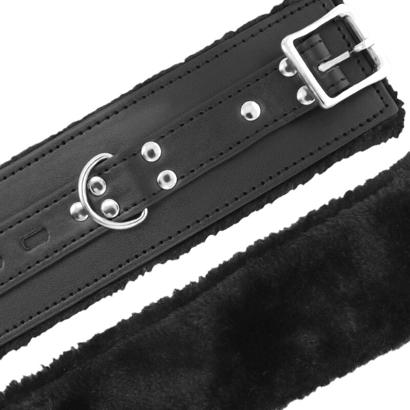 Darkness Bondage-Handschellen Bdsm gepolstert mit Schwarz-PVC Pelz · Sextoys (Bild 3)