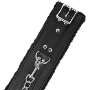 Darkness Bondage-Handschellen Bdsm gepolstert mit Schwarz-PVC Pelz · Sextoys (Bild 2)