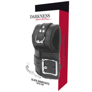 Darkness Bondage-Handschellen Bdsm gepolstert mit Schwarz-PVC Pelz · Sextoys (Bild 4)
