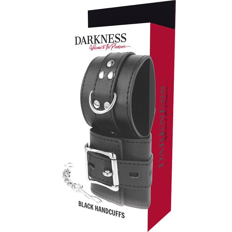 Darkness Bondage-Handschellen aus schwarzem ökologischem Leder · Sextoys (Bild 2)