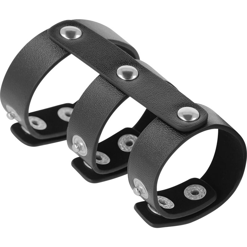 Darkness Bondage-Doppelter einstellbarer Lederring für Penis und · Sextoys (Bild 2)