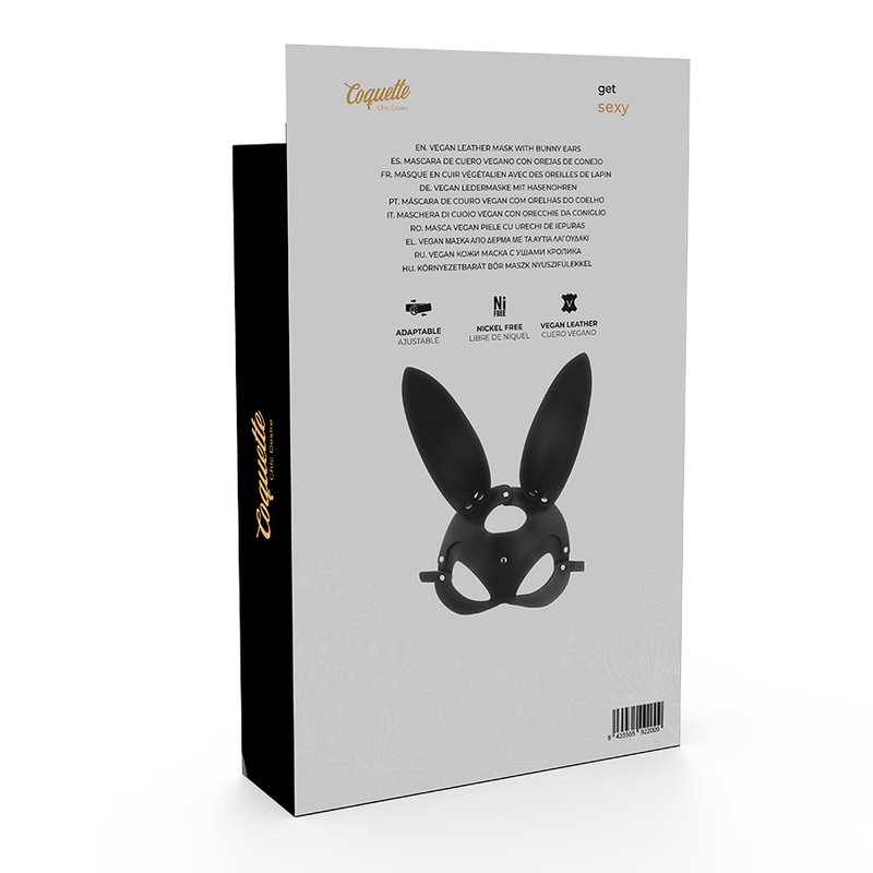 Coquette Accessories-Maske aus veganem Leder mit Kaninchenohren · Sexy Damen-Dessous (Bild 4)