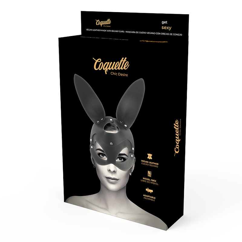 Coquette Accessories-Maske aus veganem Leder mit Kaninchenohren · Sexy Damen-Dessous (Bild 5)