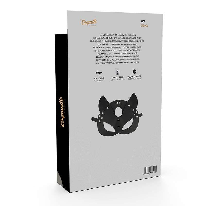 Coquette Accessories-Maske aus veganem Leder mit Kaninchenohren · Sexy Damen-Dessous (Bild 3)