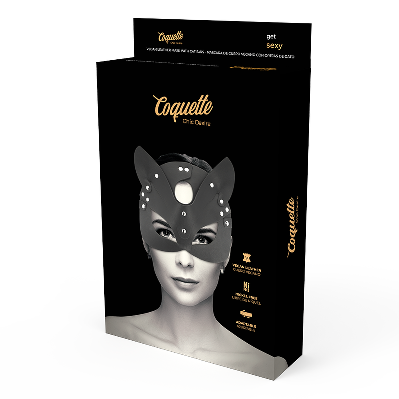 Coquette Accessories-Maske aus veganem Leder mit Kaninchenohren · Sexy Damen-Dessous (Bild 4)