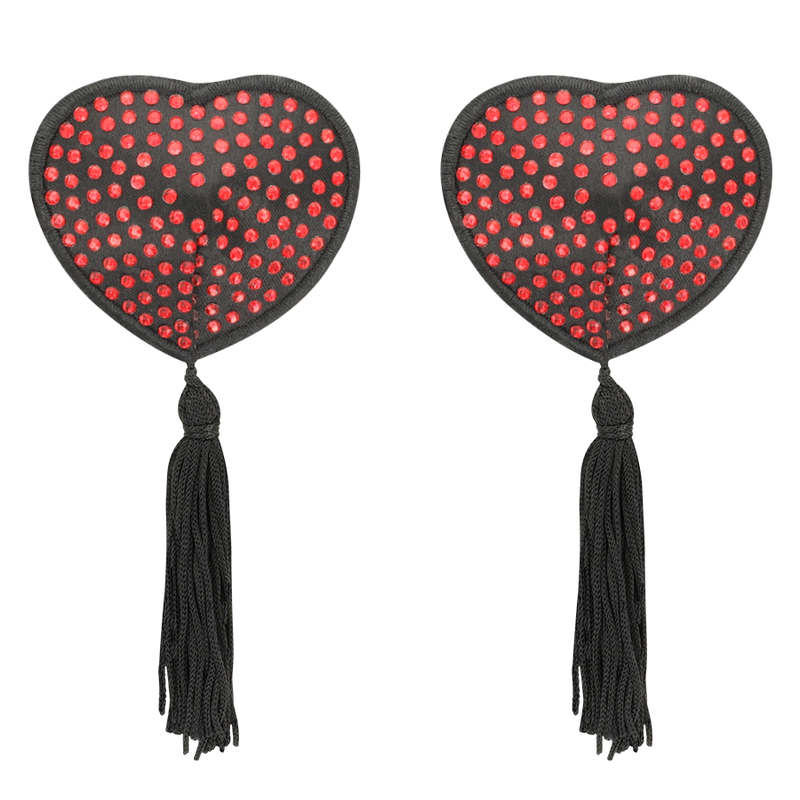 Coquette Accessories-Brustwarzen Abdeckungen Herz Schwarz/Rot · Sexy Damen-Dessous (Bild 3)