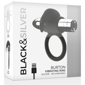 Black&silver-Ring Wiederaufladbar Burton 10 Modi · Penisringe & -hüllen (Bild 2)