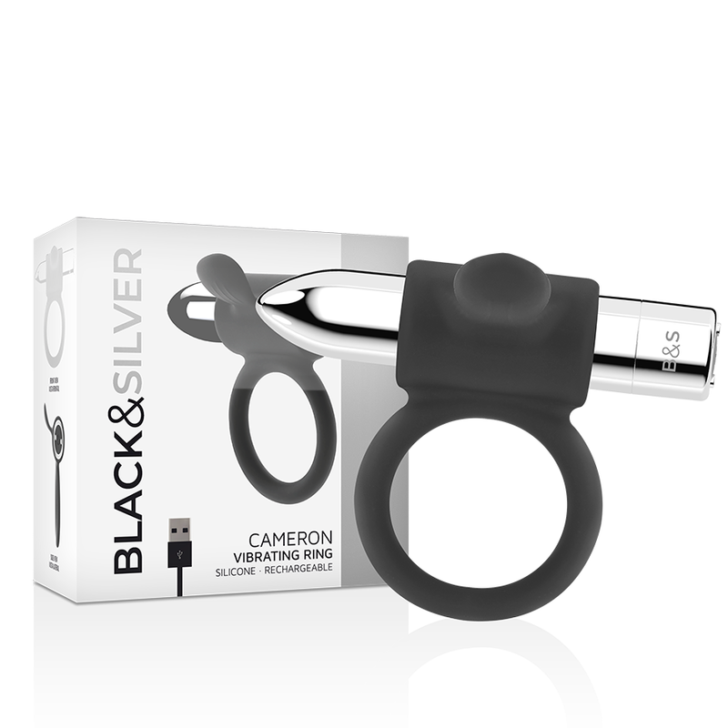 Black&Silver-Cameron Ring Wiederaufladbar Silikon 10 Geschwindigkeiten · Sextoys (Bild 6)