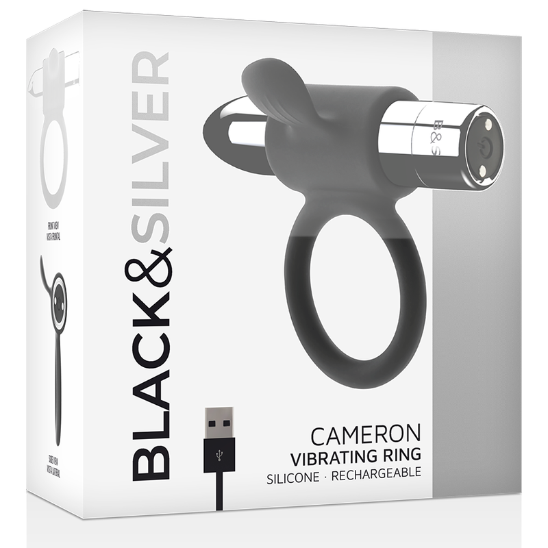 Black&Silver-Cameron Ring Wiederaufladbar Silikon 10 Geschwindigkeiten · Sextoys (Bild 3)
