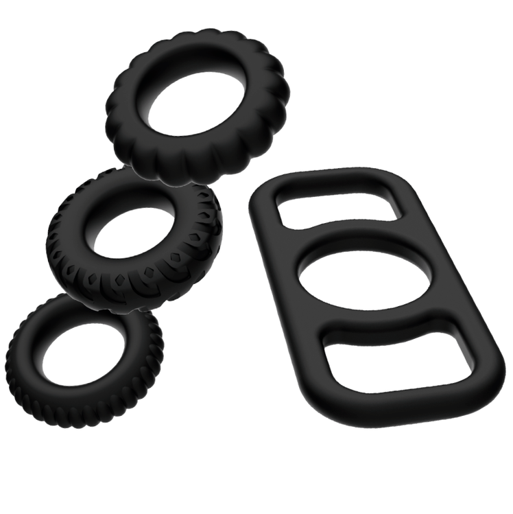 Addicted Toys-Penisring-Set 4 Teile-Silikon, Wasserdicht