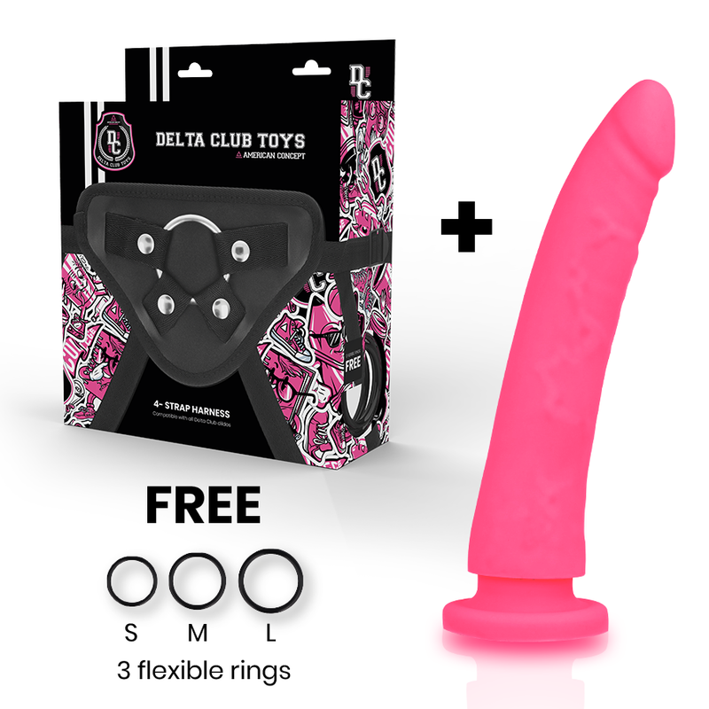 Deltaclub-Harness für Spielzeug + Dildo aus Silikon Rosa 20 cm -o- 4 · Strap-on & Harness (Bild 7)