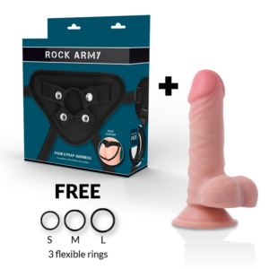 Rock Army-Harness + Dual Density Panzer 17 cm -o- 4.46 cm-Silikon · Strap-on & Harness (Bild 2)