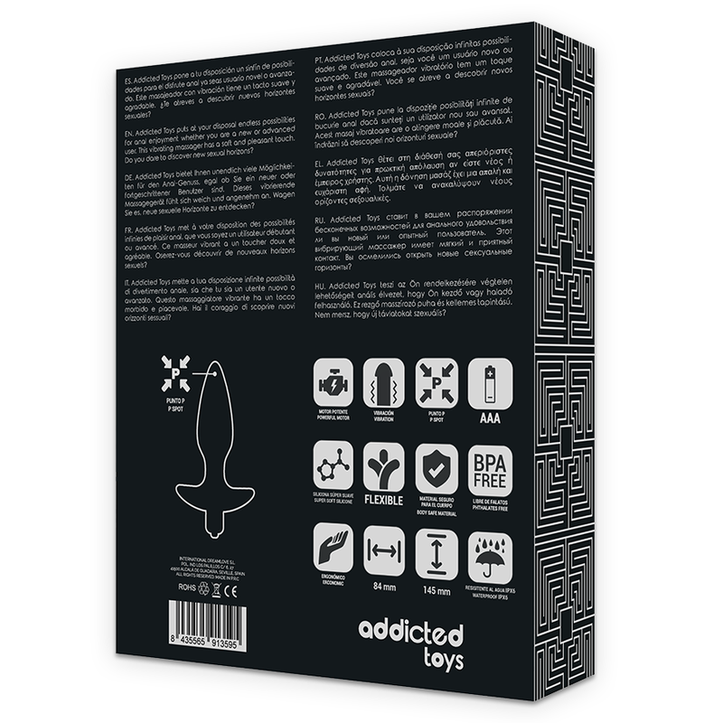 Addicted Toys-Analplug-Massagegerät mit Vibration, Schwarz-Silikon · Sextoys (Bild 6)