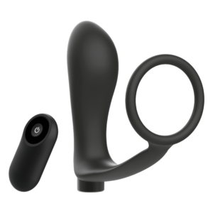 Addicted Toys-Penis Ring mit Analplug mit Fernbedienung, Schwarz · Vibratoren (Bild 2)