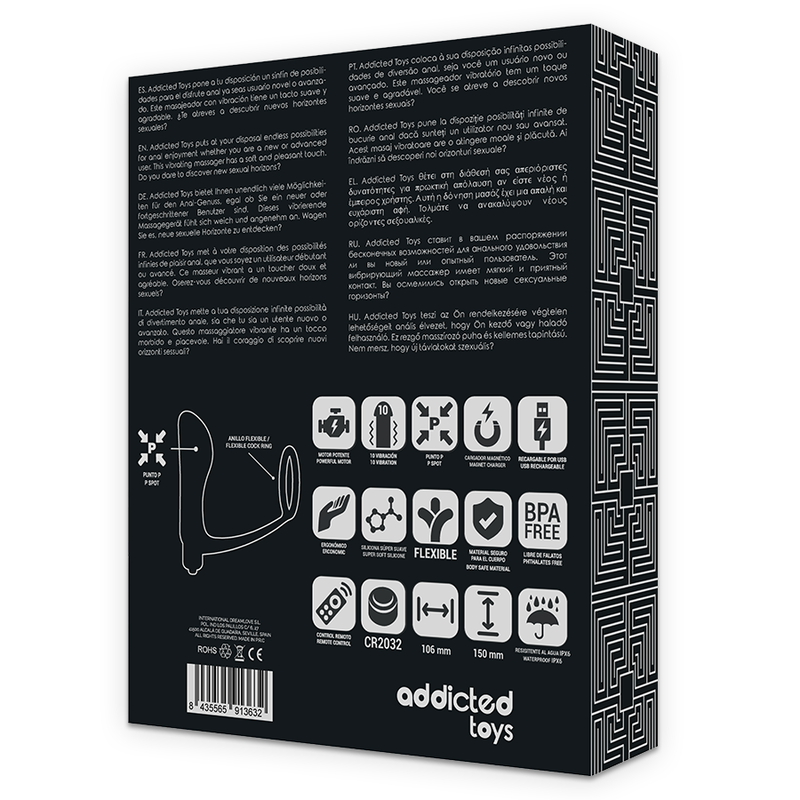 Addicted Toys-Penis Ring mit Analplug mit Fernbedienung, Schwarz · Vibratoren (Bild 6)
