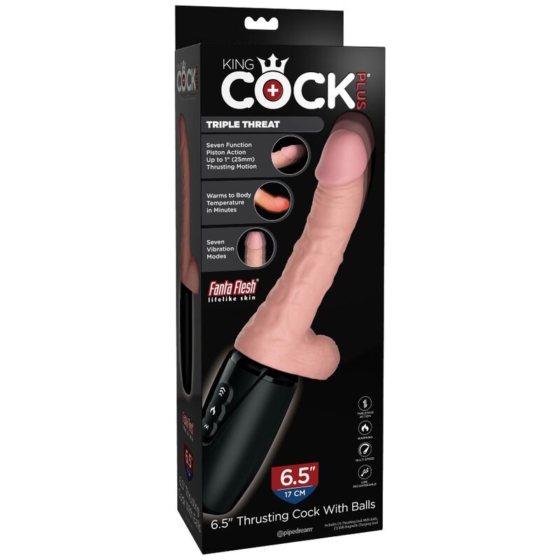 King Cock-Mehr Triple Threat Light Skin Tone-TPE, 7 Geschwindigkeiten · Vibratoren (Bild 6)