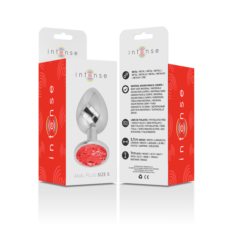 Intense Anal Toys-Analplug Metall Aluminium mit Rot Kristall · Spielzeug aus Glas & Metall (Bild 4)