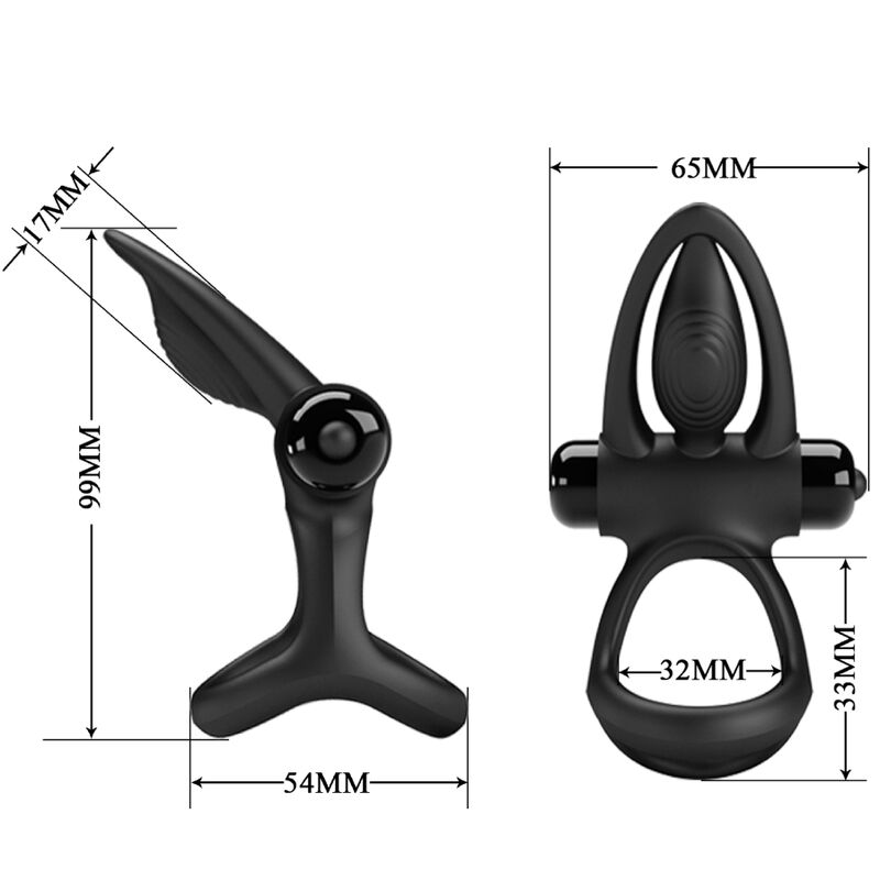 For Him-Vibrierende Ring 10 Vibrationen Silikon Schwarz-10 Geschwindigkeiten · Sextoys (Bild 3)