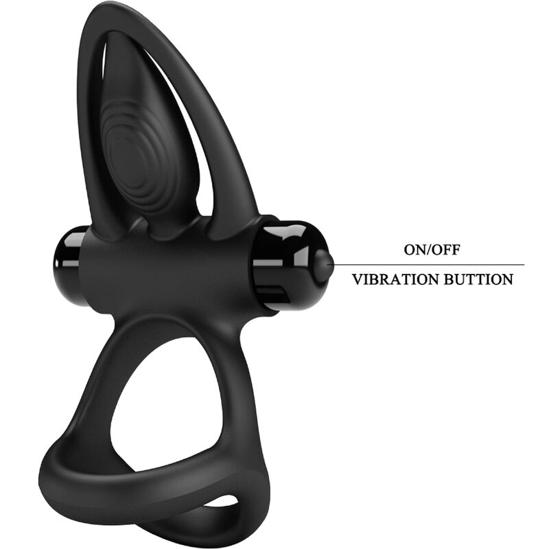 For Him-Vibrierende Ring 10 Vibrationen Silikon Schwarz-10 Geschwindigkeiten · Sextoys (Bild 9)