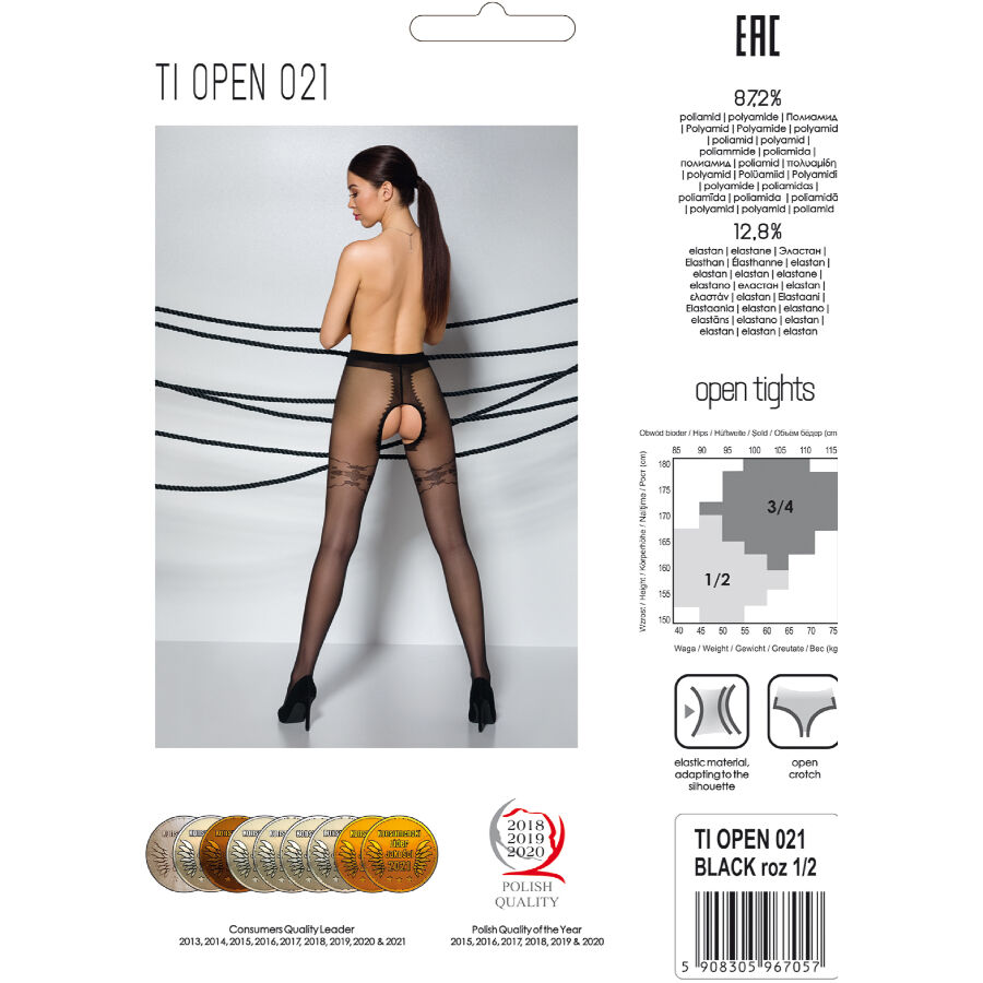 Passion-Tiopen 021 Offene Strümpfe Schwarz Klassisch/(20 Den) · Sexy Damen-Dessous (Bild 5)