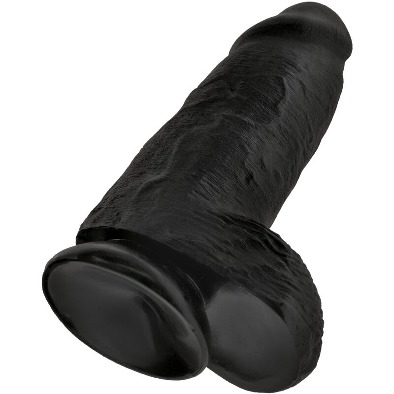 King Cock-Chubby Realistischer Penis 23 cm Schwarz-PVC, Saugnapf · Strap-on & Harness (Bild 6)