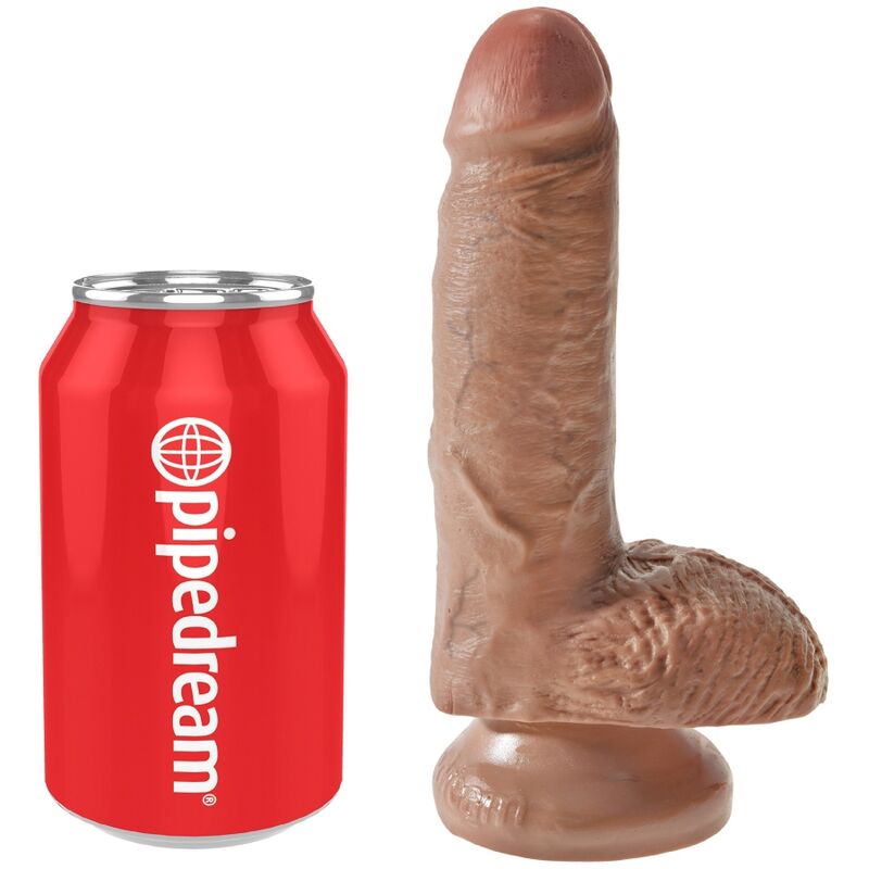 King Cock-Realistischer Dildo mit Hoden 13.2 cm Karamell-PVC