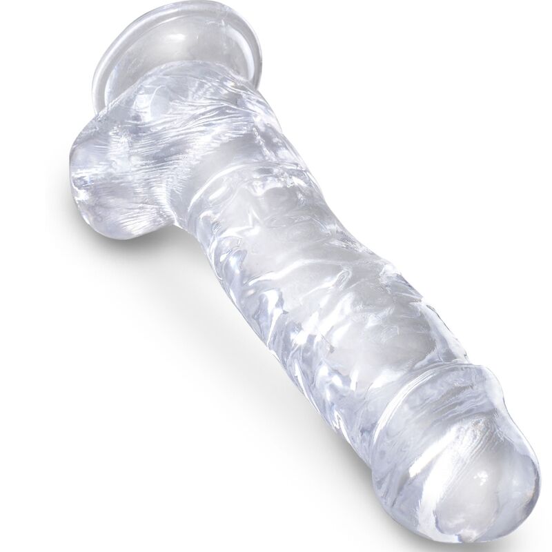 King Cock-Clear Realistischer Penis mit Testikalen 16.5 cm Transparent-TPE · Strap-on & Harness (Bild 3)