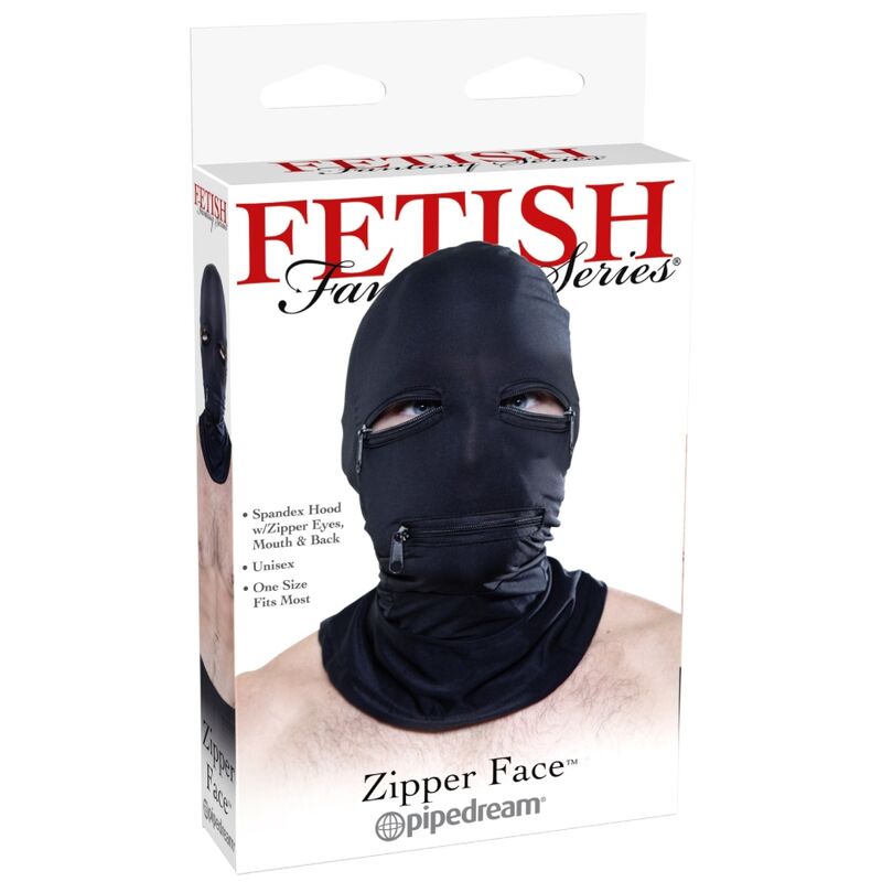 Fetish Fantasy Series-Schwarz-Kappe mit Reißverschluss-Metall · Bondage & Handschellen