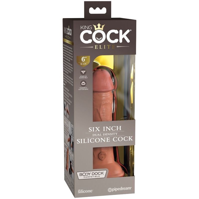 King Cock-Elite Dildo Realist aus Silikon 15.2 cm Caramel-Saugnapf · Strap-on & Harness (Bild 4)