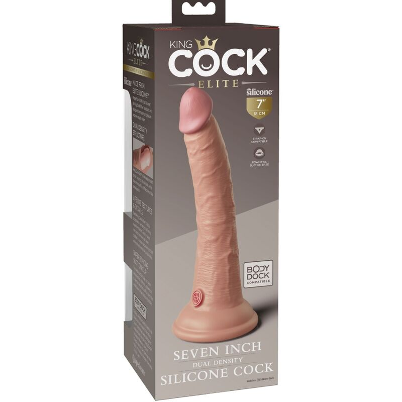 King Cock-Elite Dildo Realist in Silikon, 17.8 cm-Saugnapf · Strap-on & Harness (Bild 5)