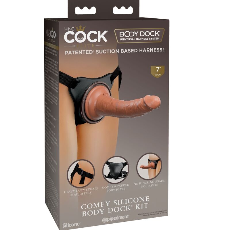 King Cock-Elite Comfy Verstellbarer Harness mit Dildo 17.8 cm-Silikon