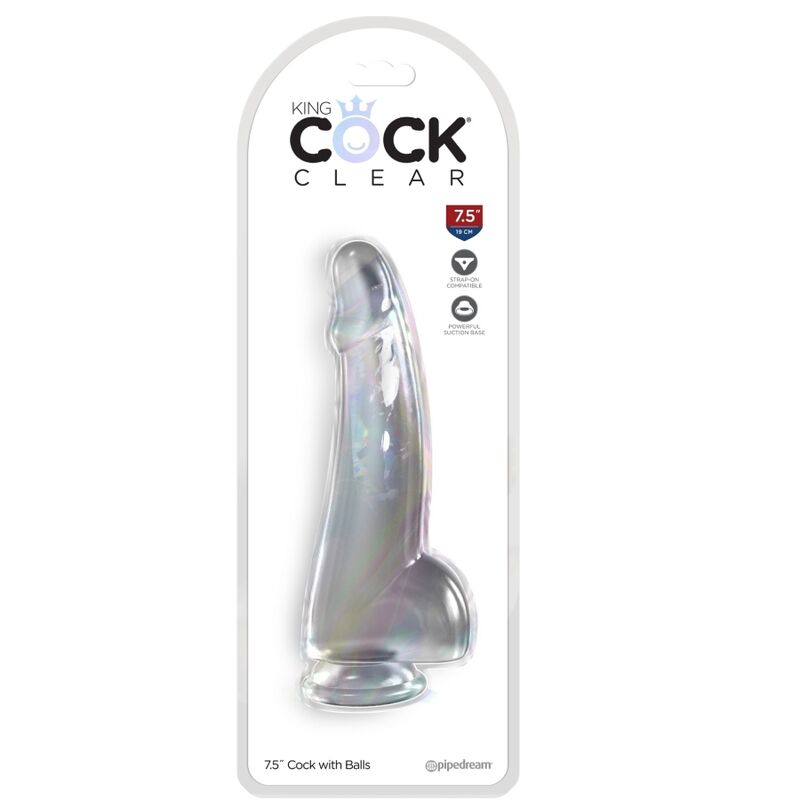 King Cock-Dildo Transparent mit Hoden 15.2 cm-TPE, Saugnapf · Strap-on & Harness (Bild 2)